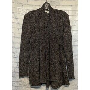 Studio Works Cardigan Womens M Brown Black Open Front